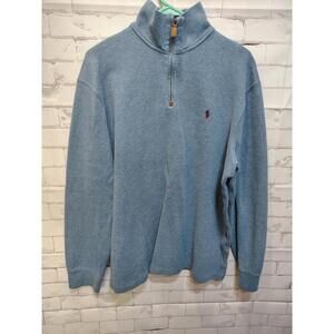 Polo Ralph Lauren 1/4 Zip Sweater Estate Rib Men’s Size Large Light blue